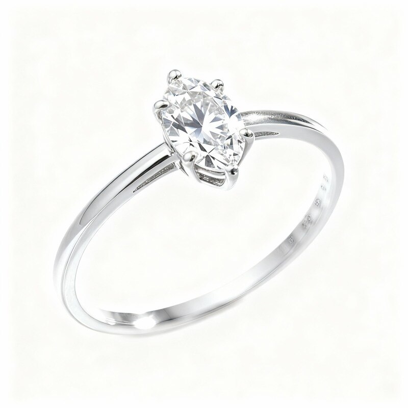 Bague de fiançailles en or blanc 14 carats, taille marquise-1