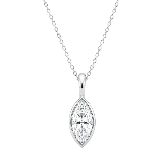 Colliers en or blanc 14 carats sertis de diamants de laboratoire taille marquise