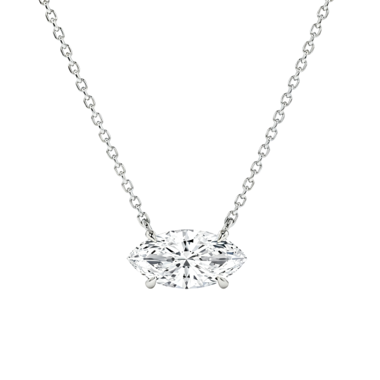 10K White Gold Marquise Cut Lab-Grown Diamond Lab-Grown Diamond Necklaces