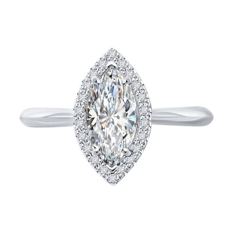 10K Rose Gold 2 CTW Marquise Cut Moissanite Halo Engagement Ring-4