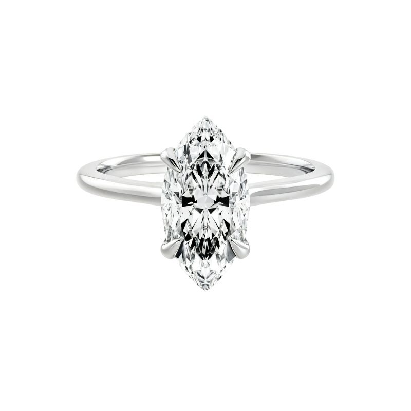 Anillo de compromiso de platino con moissanita talla marquesa chapada en oro blanco-1