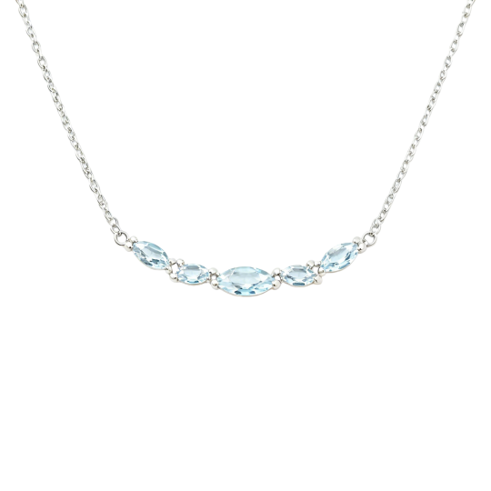 Collar con colgante de topacio talla marquesa en oro blanco de 10 quilates