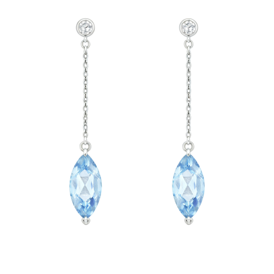 Pendientes de botón de oro blanco de 10 quilates con topacio talla marquesa.