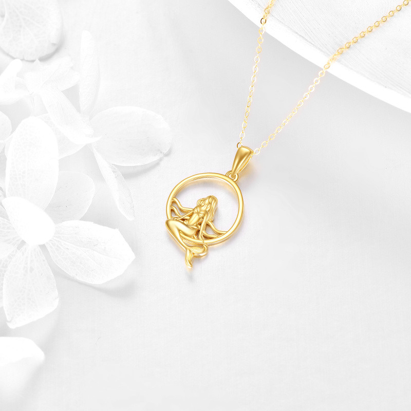 Collier pendentif sirène en or 10 carats-3
