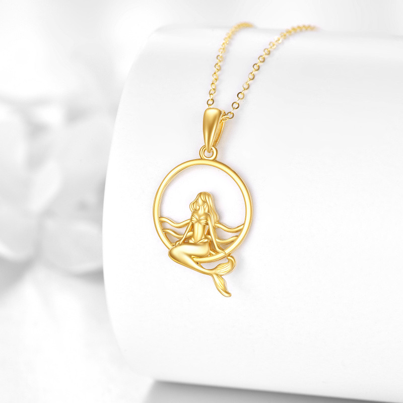 Collier pendentif sirène en or 10 carats-4