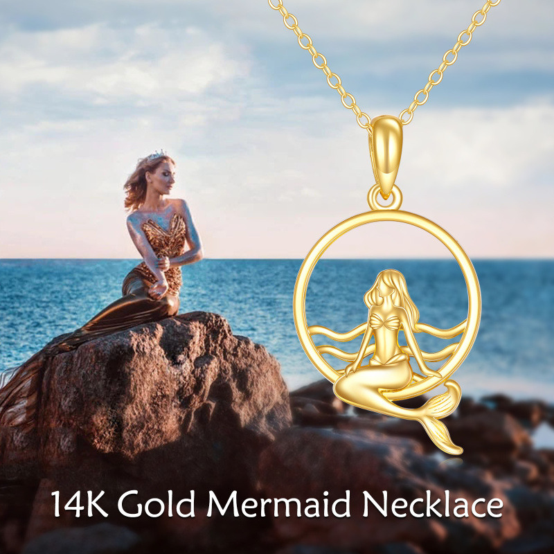 Collier pendentif sirène en or 10 carats-5