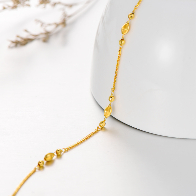10K Gold Metal Beads Wheat Spike Chain Bracelet-4
