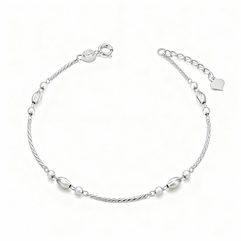Platinum with White Gold Plated Metal Beads Bracelet-1
