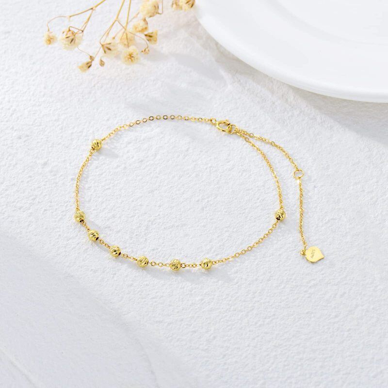 Pulsera de cuentas de metal de oro rosa de 18 quilates-3
