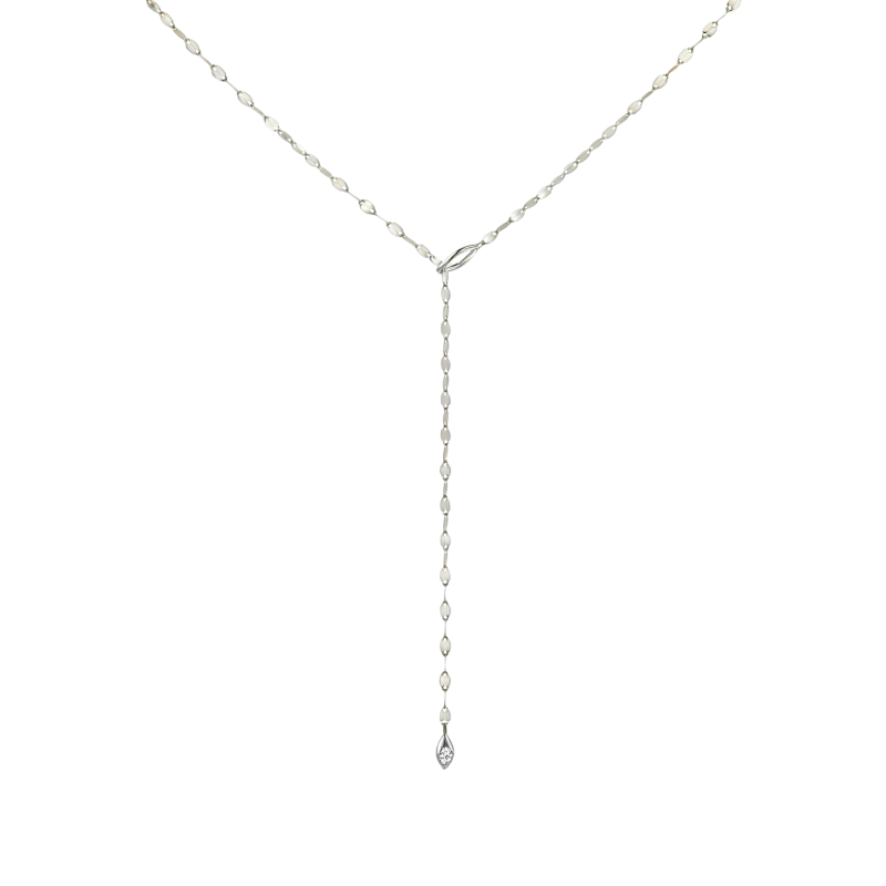 Regulowany naszyjnik z moissanitem w kolorze białego złota 18K-1