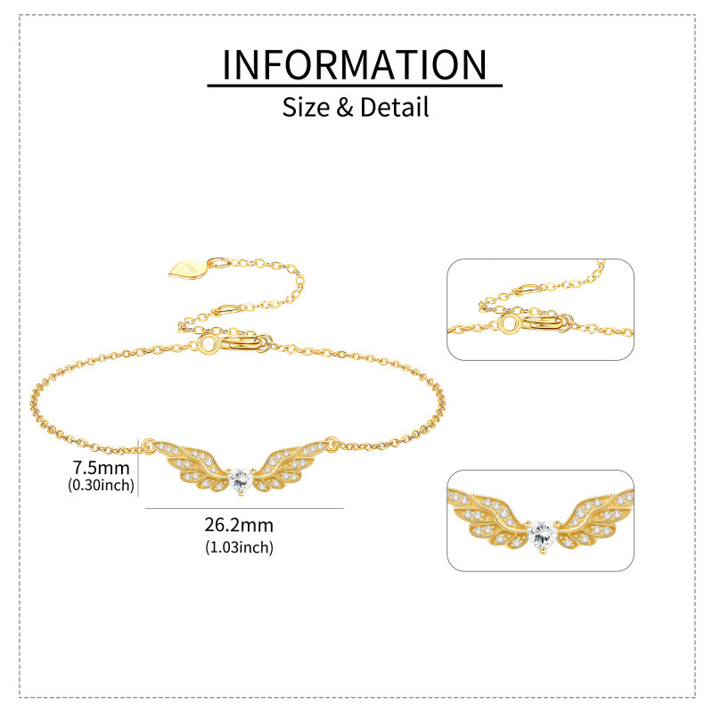 10K Gold Moissanite Angel Wing Charm Bracelet for Women-6
