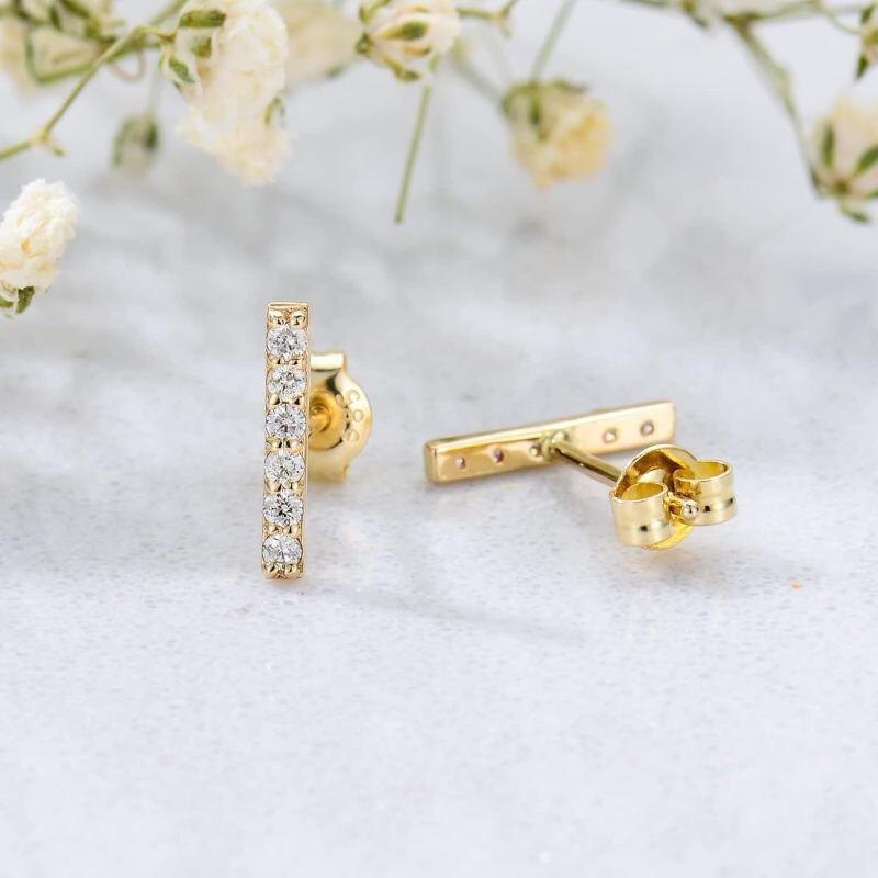 Boucles d'oreilles puces en or rose 14 carats et moissanite-4
