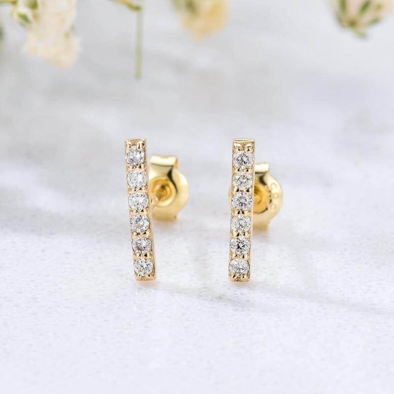 Boucles d'oreilles puces en or rose 14 carats et moissanite-5