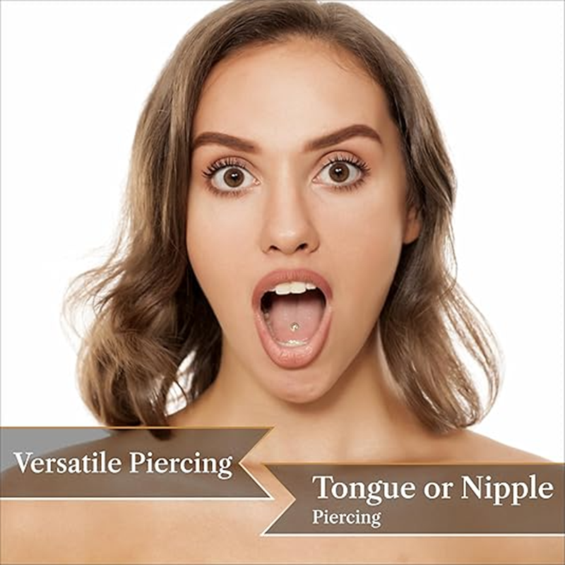 Joyería de lengua con barra de moissanita en oro blanco de 10 quilates-2
