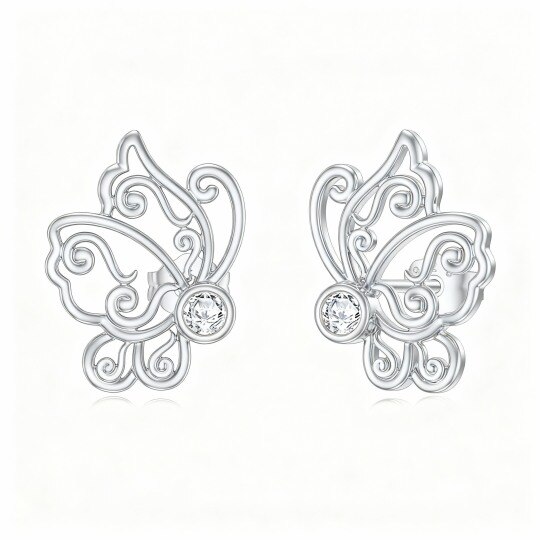 10K White Gold Moissanite Bead Stud Earrings
