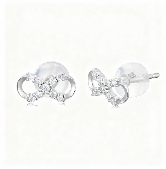 10K White Gold Moissanite Bow Stud Earrings