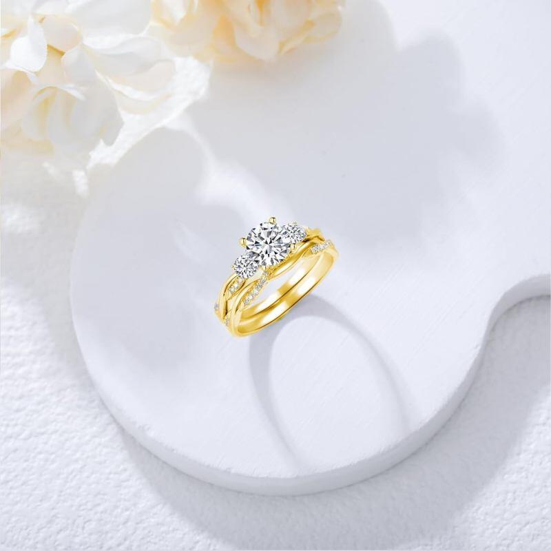 Conjunto nupcial de oro blanco de 10 quilates con moissanita de 1 quilate-2