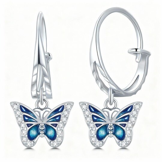14K White Gold Moissanite Butterfly Drop Earrings