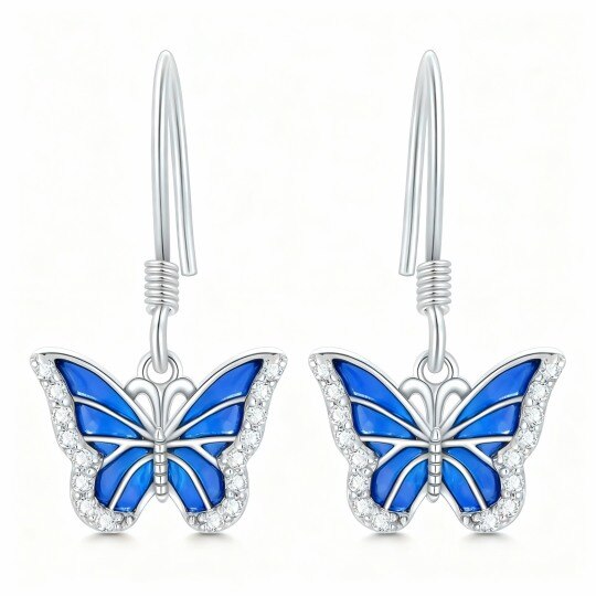 10K White Gold Moissanite Butterfly Drop Earrings