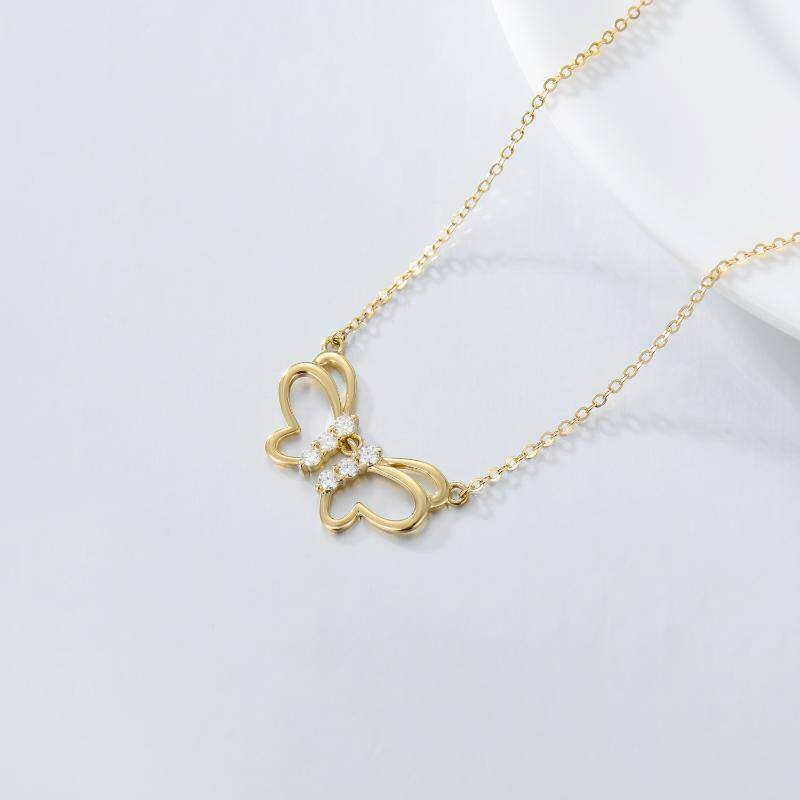 10K Gold Moissanite Butterfly Pendant Necklace-4