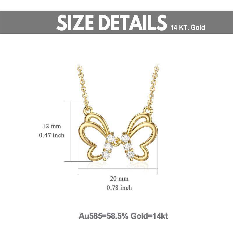 10K Gold Moissanite Butterfly Pendant Necklace-5