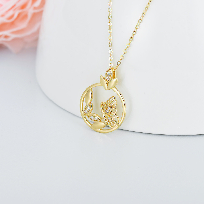 18K Gold Moissanite Butterfly Pendant Necklace-4