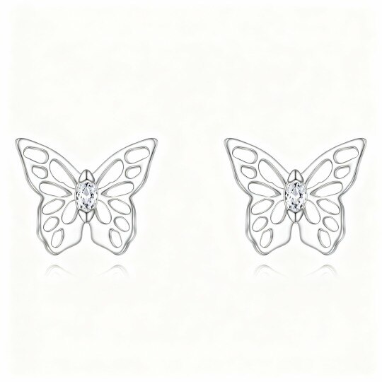 14K White Gold Moissanite Butterfly Stud Earrings