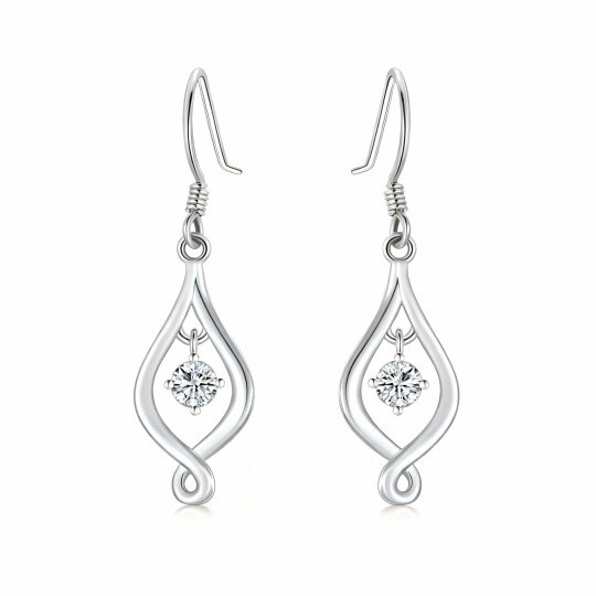 14K White Gold Moissanite Celtic Spiral Knot Earring Sets
