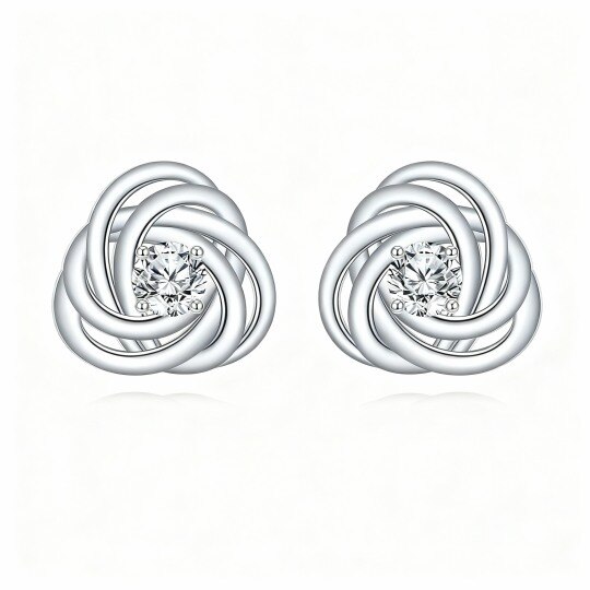 10K White Gold Moissanite Celtic Spiral Knot Stud Earrings