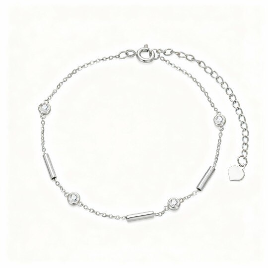 Pulsera de cadena de oro blanco de 10 quilates con moissanita