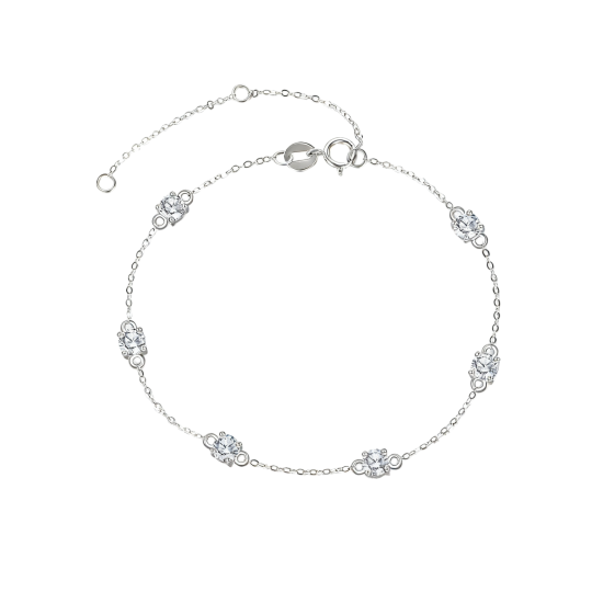 Pulsera con dije de moissanita en oro blanco de 18 quilates