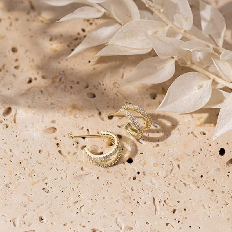 Kolczyki-koła z moissanitem w kolorze różowego złota 14K-4