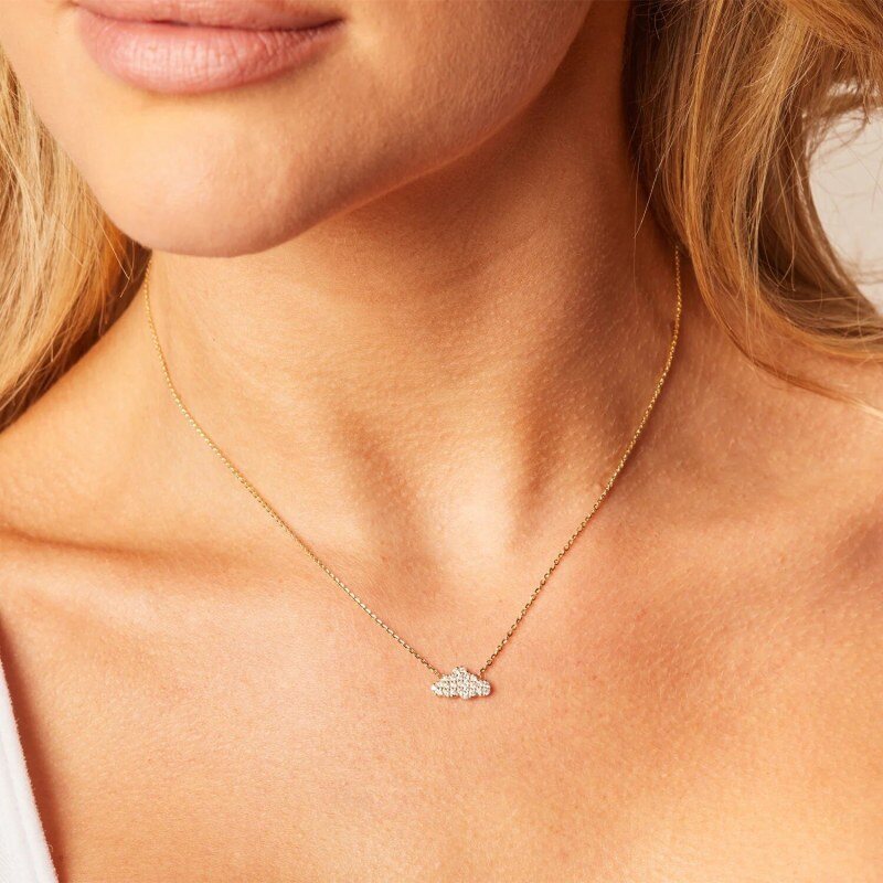 10K White Gold Moissanite Cloud Pendant Necklace-2