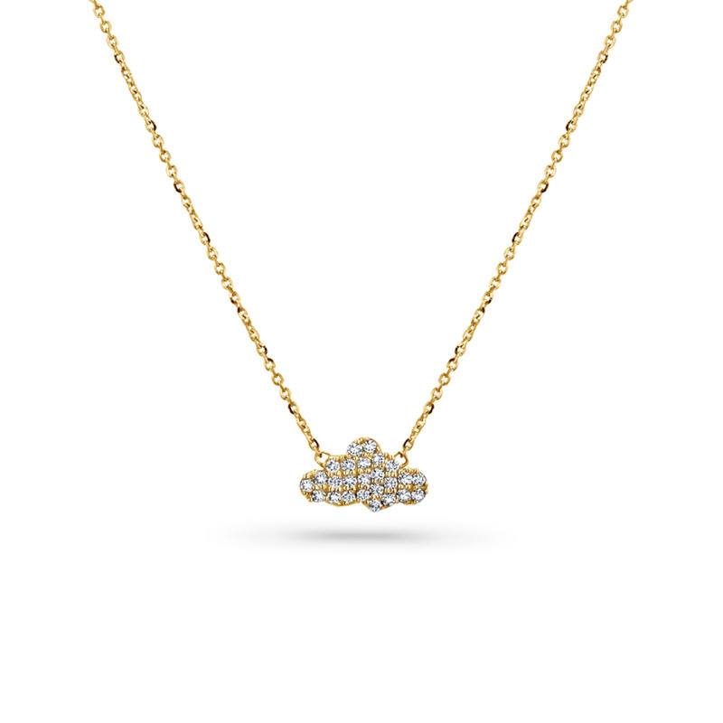 10K White Gold Moissanite Cloud Pendant Necklace-3