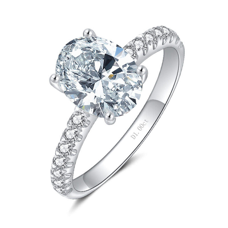 Bague de fiançailles pour couple en platine plaqué or blanc et moissanite-1