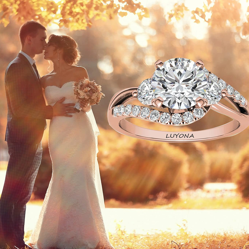 Bague de fiançailles pour couple en or rose 18 carats et moissanite-5