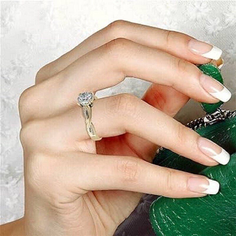 Bague de fiançailles pour couple en or 14 carats et moissanite-2