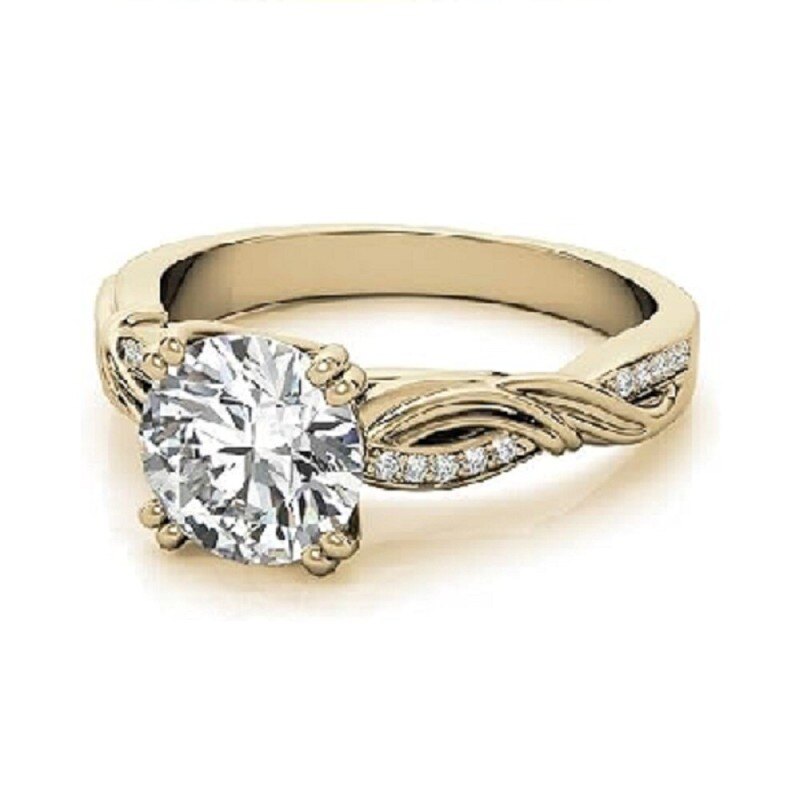 Bague de fiançailles pour couple en or 14 carats et moissanite-3