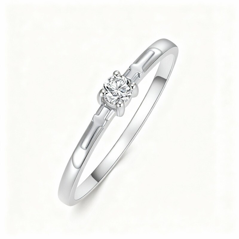 Anillo de pareja de oro blanco de 10 quilates con moissanita-3