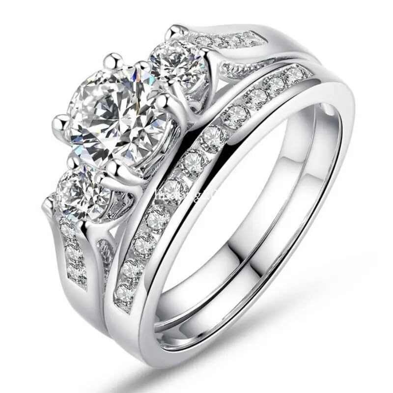 Anillos de pareja de oro de 10 quilates con moissanita-3