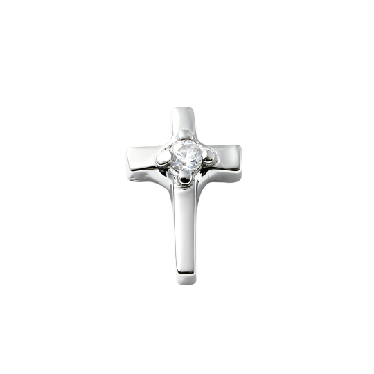 10K White Gold Moissanite Cross Stud Earrings