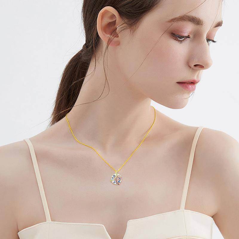 Collar con colgante de símbolo de infinito de oro blanco de 10 quilates con moissanita y cristal-2