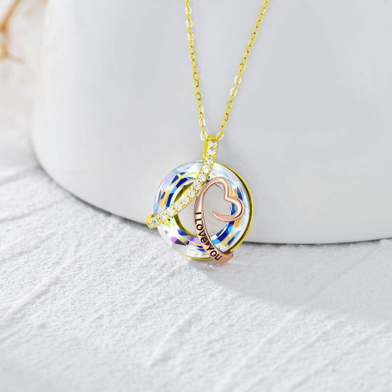 Collar con colgante de símbolo de infinito de oro blanco de 10 quilates con moissanita y cristal-3