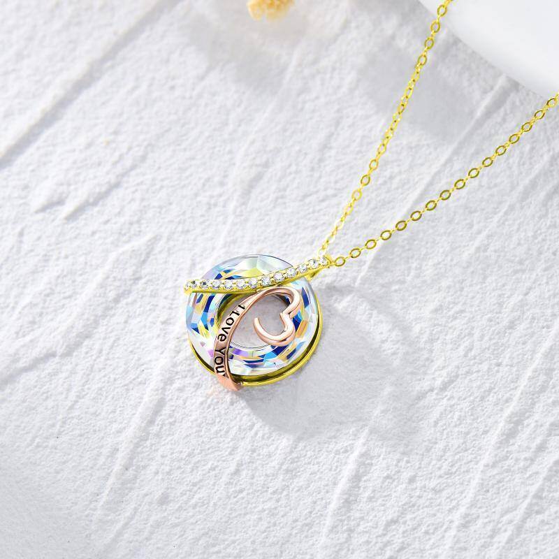 Collar con colgante de símbolo de infinito de oro blanco de 10 quilates con moissanita y cristal-4