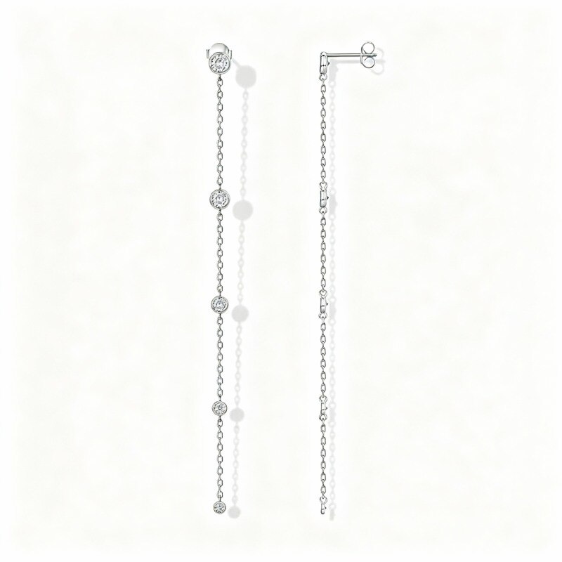 Pendientes colgantes de moissanita en oro blanco de 10 quilates-1