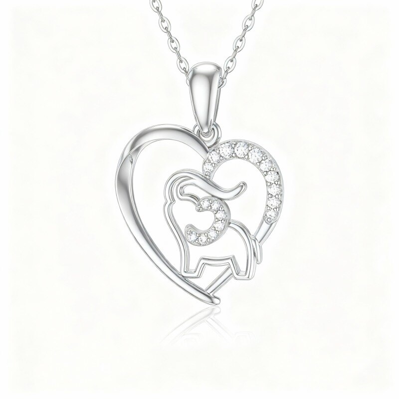 10K White Gold Moissanite Elephant Pendant Necklace-1
