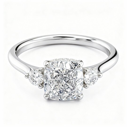Anello di fidanzamento con moissanite in oro bianco 10 carati