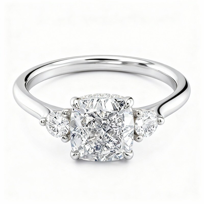 10K White Gold Moissanite Engagement Ring-2