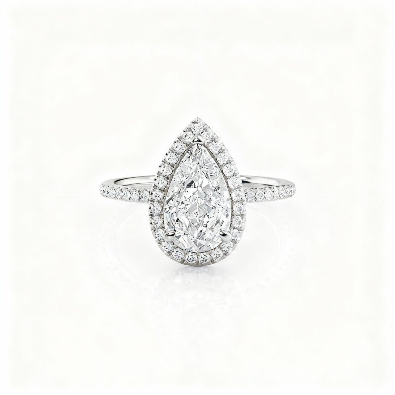 Platinum with White Gold Plated Moissanite Engagement Ring-1
