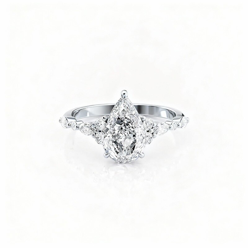 10K White Gold Moissanite Engagement Ring-9